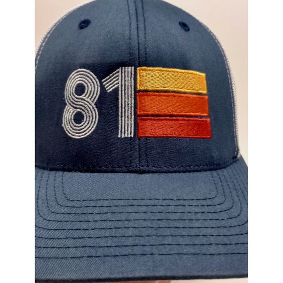 41st Birthday Hat 81 1981 Vintage Retro 3 lines Embroidered BASEBALL CAP YUPOONG - Picture 2 of 8